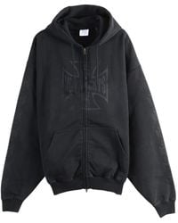 Vetements - Big Biker Cross Logo-Print Zip-Up Hoodie - Lyst