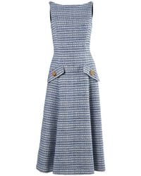 Carolina Herrera - Tweed-Effect Button-Detail A-Line Midi Dress - Lyst