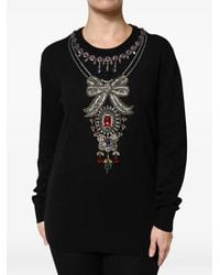 Dolce & Gabbana - Embellished Jewel Neck Pullover Sweater - Lyst