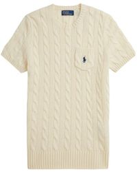 Polo Ralph Lauren - Cable-Knit Chest-Pocket Short-Sleeve Sweater - Lyst