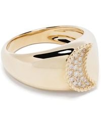 Yvonne Léon - 9Kt Chevalière Lune Diamond Signet Ring - Lyst