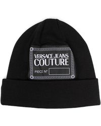 Versace - Logo-patch Knitted Beanie - Lyst