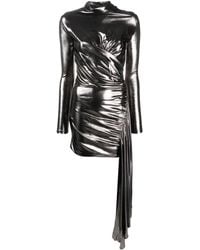 Blumarine - Draped Metallic Long-sleeve Dress - Lyst