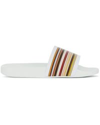 Paul Smith Sliders con motivo a righe - Bianco