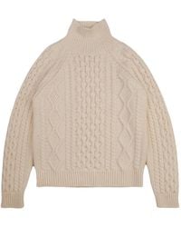 Baracuta - Aran Mock Neck Cable-Knit Sweater - Lyst