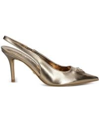 Guess - 85Mm Nassir Metallic-Effect Leather Slingback Pumps - Lyst