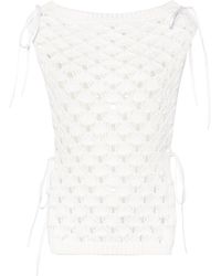 MSGM - Open-knit Sleeveless Cotton Top - Lyst