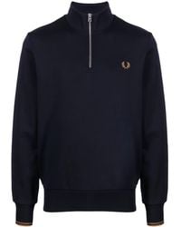 Fred Perry - Logo-Embroidered Cotton Sweatshirt - Lyst