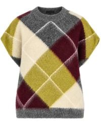 SOLOTRE - Argyle-Knit Short-Sleeve Sweater - Lyst