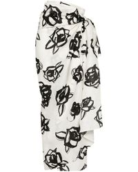 MSGM - Floral-print Linen Maxi Skirt - Lyst