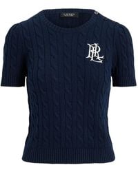 Ralph Lauren - Cable-Knit Logo-Embroidered T-Shirt - Lyst