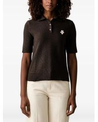 Twinset - Flower-Embellished Short-Sleeve Polo Shirt - Lyst