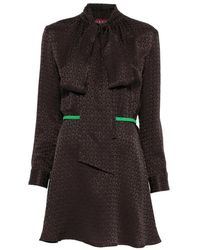 Gucci - Horsebit Silk Jacquard Dress - Lyst