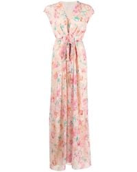 Patrizia Pepe - Floral Print V-Neck Maxi Dress - Lyst