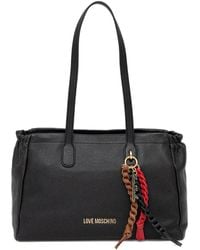Love Moschino - Large Logo-Plaque Textured Tote Bag - Lyst