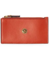 Versace - Emblème Leather Zip Card Holder - Lyst