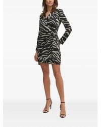 DKNY - Zebra-Print Wrap Mini Dress - Lyst