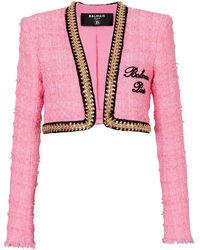 Balmain - Jacke aus Tweed mit Signatur-Ketten - Lyst