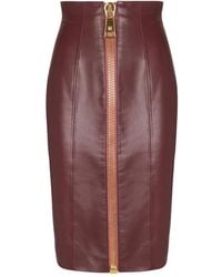 Balmain - Leren Mini-Rok Met Rits - Lyst