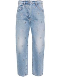 MSGM - Crystal-embellished Mid-rise Cropped Jeans - Lyst
