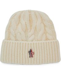 Moncler - Cable-Knit Logo-Patch Beanie Hat - Lyst