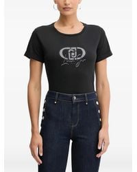 Liu Jo - Crystal Embellished-Logo T-Shirt - Lyst