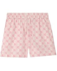 Burberry - Ekd Checkerboard​ Cotton Poplin Shorts - Lyst