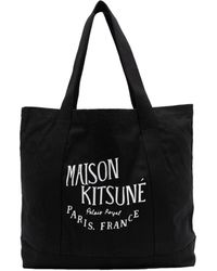 Maison Kitsuné - Logo-print Cotton Tote Bag - Lyst