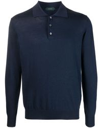 Zanone - Long-sleeve Cotton-blend Polo Shirt - Lyst