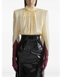 Mugler - Draped High Neck Top With Concealed Fastening - Lyst