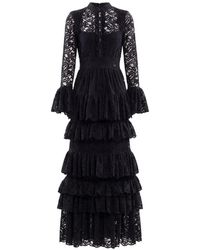 Saiid Kobeisy - Ruffled Lace-Patterned Maxi Dress - Lyst