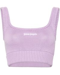 Palm Angels - Top In Maglia Con Logo - Lyst