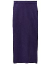 Versace - Stretch Viscose Mesh Ribbed Knit Midi Skirt - Lyst