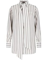 Kiton - Blouse Rayée À Détail De Nœud - Lyst