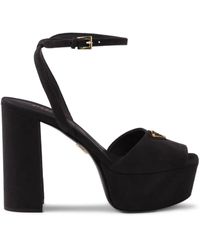 Prada - 115Mm Suede Platform Sandals - Lyst