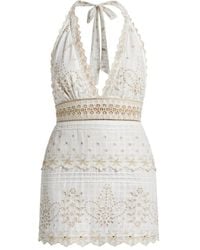 LoveShackFancy - Aventine Guipir Embroidered Mini Dress - Lyst