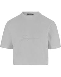 Jacquemus - Cropped T Shirt With Embroidered Logo - Lyst