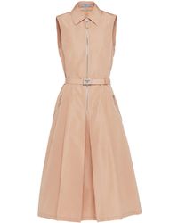 Prada - Midikleid Mit Gürtel - Lyst