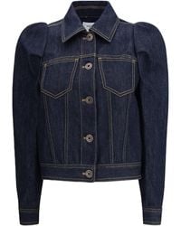 McQueen - Pinched-Shoulder Denim Jacket - Lyst