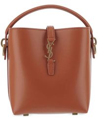 Saint Laurent - Mini Le 37 Logo-Plaque Bucket Bag - Lyst