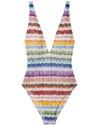 Missoni - Zig-Zag V-Neck Swimsuit - Lyst
