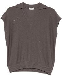 Panicale - Sequin-Embellished V-Neck T-Shirt - Lyst