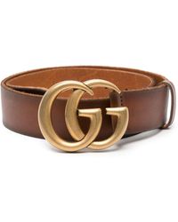 Gucci - Leather Belt With Double G Buckle - Lyst
