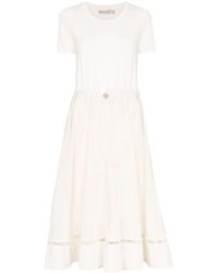 Moncler Robe mi-longue à logo - Blanc