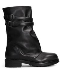 strategia shoes - Buckle-Strap Leather Boots - Lyst
