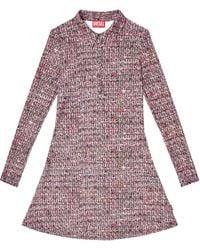 DIESEL - Vestido camisero corto con estampado de bouclé - Lyst