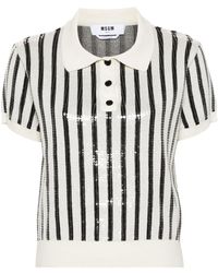 MSGM - Maglione Stile Polo A Righe Con Paillettes - Lyst