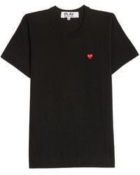 COMME DES GARÇONS PLAY - Heart-embroidery Cotton T-shirt - Lyst
