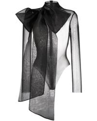 Atu Body Couture - Semi-Sheer Bow-Detail Bodysuit - Lyst