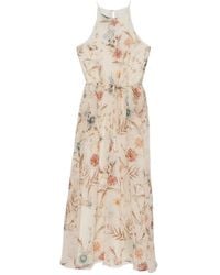 Eleventy - Maxi-Jurk Met Bloemenprint En Gestrikte Taille - Lyst
